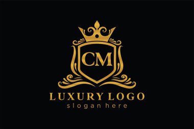 CM Kraliyet Logosu Restoran, Kraliyet, Butik, Cafe, Otel, Heraldic, Mücevher, Moda ve diğer vektör ilüstrasyonları için vektör sanatı şablonu.