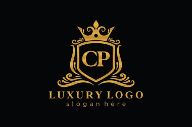 CP Kraliyet Logosu Restoran, Kraliyet, Butik, Cafe, Otel, Heraldic, Mücevher, Moda ve diğer vektör ilüstrasyonları için vektör sanatı şablonu.