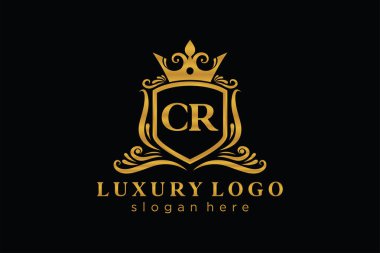Restaurant, Royalty, Boutique, Cafe, Hotel, Heraldic, Mücevher, Moda ve diğer vektör illüstrasyonları için CR Kraliyet Logosu tasarımı.