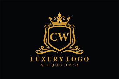 Restaurant, Royalty, Boutique, Cafe, Hotel, Heraldic, Mücevher, Moda ve diğer vektör illüstrasyonları için CW Kraliyet Logosu tasarımı.