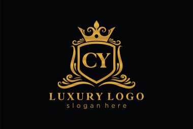 CY Letter Kraliyet Logosu Restoran, Kraliyet, Butik, Cafe, Otel, Heraldic, Mücevher, Moda ve diğer vektör çizimleri için vektör sanatı şablonu.