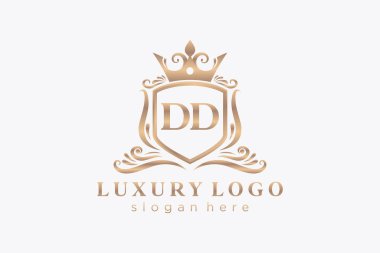 DD Letter Kraliyet Lüks Logosu Restoran, Kraliyet, Butik, Cafe, Otel, Heraldic, Mücevher, Moda ve diğer vektör çizimleri için vektör sanatı şablonu.