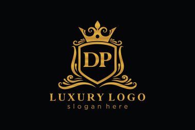 DP Harfi Kraliyet Logosu Restoran, Kraliyet, Butik, Cafe, Otel, Heraldic, Mücevher, Moda ve diğer vektör çizimleri için vektör sanatı şablonu.