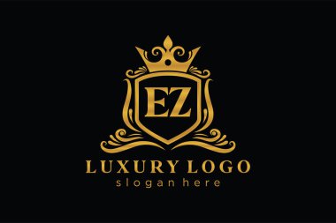 EZ Letter Kraliyet Logosu Restoran, Kraliyet, Butik, Cafe, Otel, Heraldic, Mücevher, Moda ve diğer vektör ilüstrasyonları için vektör sanatı şablonu.