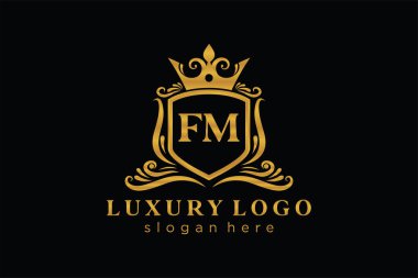 Restoran, Kraliyet Logosu, Butik, Cafe, Otel, Heraldic, Mücevher, Moda ve diğer vektör illüstrasyonları için vektör sanatı şablonu.