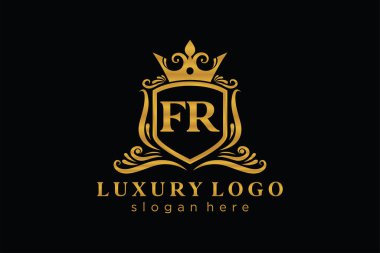 Restoran, Kraliyet Logosu, Butik, Cafe, Otel, Heraldic, Mücevher, Moda ve diğer vektör illüstrasyonları için vektör sanatı şablonu.