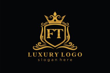 FT Kraliyet Logosu Restoran, Kraliyet, Butik, Cafe, Otel, Heraldic, Mücevher, Moda ve diğer vektör ilüstrasyonları için vektör sanatı şablonu.