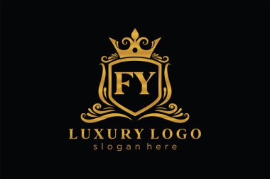 FY Letter Kraliyet Logosu Restoran, Kraliyet, Butik, Cafe, Otel, Heraldic, Mücevher, Moda ve diğer vektör ilüstrasyonları için vektör sanatı şablonu.