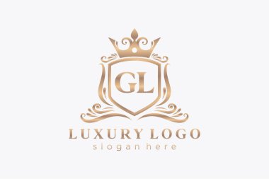 GL Letter Kraliyet Logosu Restoran, Kraliyet, Butik, Cafe, Otel, Heraldic, Mücevher, Moda ve diğer vektör ilüstrasyonları için vektör sanatı şablonu.