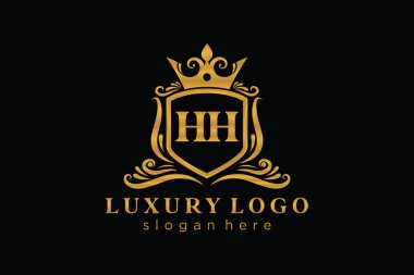 HH Letter Kraliyet Lüks Logosu Restoran, Kraliyet, Butik, Cafe, Otel, Heraldic, Mücevher, Moda ve diğer vektör ilüstrasyonları için vektör sanatı şablonu.