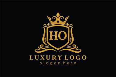 Kraliyet Logosu Restoran, Kraliyet, Butik, Cafe, Otel, Heraldic, Mücevher, Moda ve diğer vektör ilüstrasyonları için vektör sanatı şablonu.