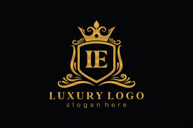 Restaurant, Royalty, Boutique, Cafe, Hotel, Heraldic, Mücevher, Moda ve diğer vektör illüstrasyonları için Kraliyet Logosu 'nun vektör sanatı şablonu.
