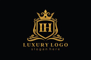 Restoran, Kraliyet Logosu, Butik, Cafe, Otel, Heraldic, Mücevher, Moda ve diğer vektör illüstrasyonları için vektör sanatı şablonu.