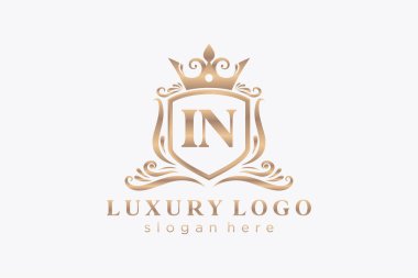 In Letter Royal Luxury Logosu Restoran, Kraliyet, Butik, Cafe, Otel, Heraldic, Mücevher, Moda ve diğer vektör çizimleri için vektör sanatı şablonu.