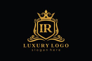 IR Letter Kraliyet Lüks Logosu Restoran, Kraliyet, Butik, Cafe, Otel, Heraldic, Mücevher, Moda ve diğer vektör çizimleri için vektör sanatı şablonu.