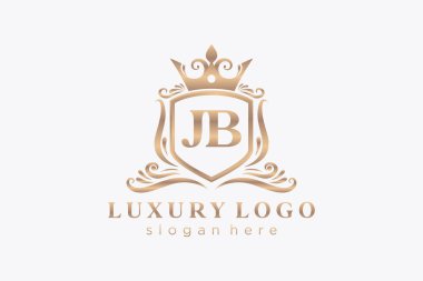 JB Letter Kraliyet Logosu Restoran, Kraliyet, Butik, Cafe, Otel, Heraldic, Mücevher, Moda ve diğer vektör çizimleri için vektör sanatı şablonu.