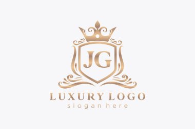 JG Letter Kraliyet Logosu Restoran, Kraliyet, Butik, Cafe, Otel, Heraldic, Mücevher, Moda ve diğer vektör ilüstrasyonları için vektör sanatı şablonu.