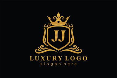 JJ Letter Kraliyet Logosu Restoran, Kraliyet, Butik, Cafe, Otel, Heraldic, Mücevher, Moda ve diğer vektör çizimleri için vektör sanatı şablonu.