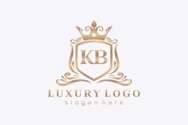 KB Letter Kraliyet Logosu Restoran, Kraliyet, Butik, Cafe, Otel, Heraldic, Mücevher, Moda ve diğer vektör ilüstrasyonları için vektör sanatı şablonu.