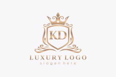 KD Letter Kraliyet Logosu Restoran, Kraliyet, Butik, Cafe, Otel, Heraldic, Mücevher, Moda ve diğer vektör ilüstrasyonları için vektör sanatı şablonu.