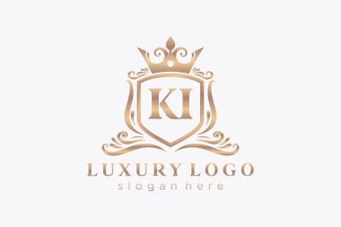 KI Letter Kraliyet Logosu Restoran, Kraliyet, Butik, Cafe, Otel, Heraldic, Mücevher, Moda ve diğer vektör ilüstrasyonları için vektör sanatı şablonu.