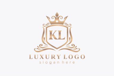 KL Letter Kraliyet Logosu Restoran, Kraliyet, Butik, Cafe, Otel, Heraldic, Mücevher, Moda ve diğer vektör ilüstrasyonları için vektör sanatı şablonu.