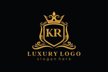 Restoran, Kraliyet Logosu, Restoran, Kraliyet, Butik, Cafe, Otel, Heraldic, Mücevher, Moda ve diğer vektör ilüstrasyonları için vektör sanatı şablonu.