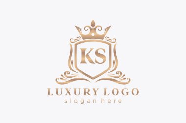 KS Harfi Kraliyet Logosu Restoran, Kraliyet, Butik, Cafe, Otel, Heraldic, Mücevher, Moda ve diğer vektör çizimleri için vektör sanatı şablonu.