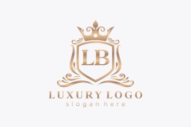 LB Letter Kraliyet Logosu Restoran, Kraliyet, Butik, Cafe, Otel, Heraldic, Mücevher, Moda ve diğer vektör çizimleri için vektör sanatı şablonu.