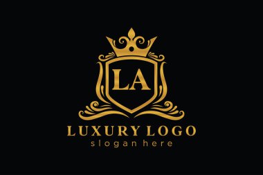LA Letter Kraliyet Logosu Restoran, Kraliyet, Butik, Cafe, Otel, Heraldic, Mücevher, Moda ve diğer vektör çizimleri için vektör sanatı şablonu.