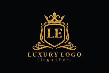 Restoran, Kraliyet, Butik, Cafe, Otel, Heraldic, Mücevher, Moda ve diğer vektör illüstrasyonları için Kraliyet Lekesi Logosu vektör sanatı şablonu.