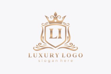 LI Letter Kraliyet Logosu Restoran, Kraliyet, Butik, Cafe, Otel, Heraldic, Mücevher, Moda ve diğer vektör çizimleri için vektör sanatı şablonu.