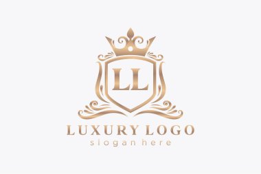 LL Kraliyet Lüks Logosu Restoran, Kraliyet, Butik, Cafe, Otel, Heraldic, Mücevher, Moda ve diğer vektör çizimleri için vektör sanatı şablonu.
