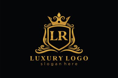 LR Letter Kraliyet Lüks Logosu Restoran, Kraliyet, Butik, Cafe, Otel, Heraldic, Mücevher, Moda ve diğer vektör ilüstrasyonları için vektör sanatı şablonu.