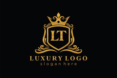 LT Kraliyet Logosu Restoran, Kraliyet, Butik, Cafe, Otel, Heraldic, Mücevher, Moda ve diğer vektör ilüstrasyonları için vektör sanatı şablonu.