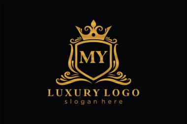 Restoran, Kraliyet, Butik, Cafe, Otel, Heraldic, Mücevher, Moda ve diğer vektör illüstrasyonları için Kraliyet Logosu Şablonum.