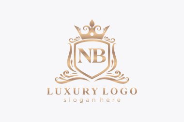 NB Harfi Kraliyet Logosu Restoran, Kraliyet, Butik, Cafe, Otel, Heraldic, Mücevher, Moda ve diğer vektör ilüstrasyonları için vektör sanatı şablonu.