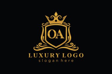 Restoran, Kraliyet Logosu, Restoran, Kraliyet, Butik, Cafe, Otel, Heraldic, Mücevher, Moda ve diğer vektör ilüstrasyonları için vektör sanatı şablonu.