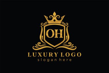 Kraliyet Logosu Restoran, Kraliyet, Butik, Cafe, Otel, Heraldic, Mücevher, Moda ve diğer vektör çizimleri için vektör sanatı şablonu.