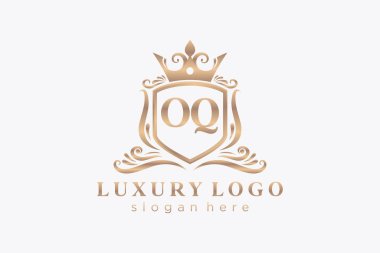 Restaurant, Royalty, Boutique, Cafe, Hotel, Heraldic, Mücevher, Moda ve diğer vektör illüstrasyonları için Kraliyet Logosu OQ Şablonu.