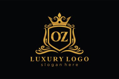OZ Letter Kraliyet Logosu Restoran, Kraliyet, Butik, Cafe, Otel, Heraldic, Mücevher, Moda ve diğer vektör çizimleri için vektör sanatı şablonu.
