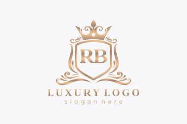 RB Letter Kraliyet Logosu Restoran, Kraliyet, Butik, Cafe, Otel, Heraldic, Mücevher, Moda ve diğer vektör ilüstrasyonları için vektör sanatı şablonu.