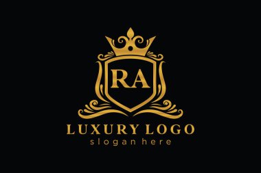 RA Harfi Kraliyet Logosu Restoran, Kraliyet, Butik, Cafe, Otel, Heraldic, Mücevher, Moda ve diğer vektör çizimleri için vektör sanatı şablonu.