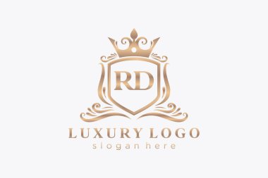 RD Kraliyet Logosu Restoran, Kraliyet, Butik, Cafe, Otel, Heraldic, Mücevher, Moda ve diğer vektör illüstrasyonları için vektör sanatı şablonu.