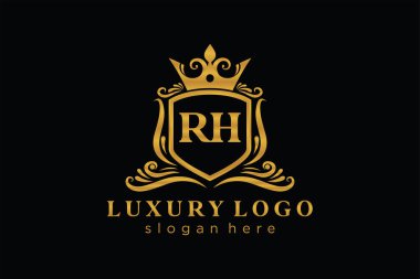 RH Letter Kraliyet Lüks Logosu Restoran, Kraliyet, Butik, Cafe, Otel, Heraldic, Mücevher, Moda ve diğer vektör ilüstrasyonları için vektör sanatı şablonu.