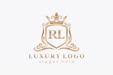 RL Letter Kraliyet Logosu Restoran, Kraliyet, Butik, Cafe, Otel, Heraldic, Mücevher, Moda ve diğer vektör ilüstrasyonları için vektör sanatı şablonu.