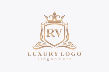 RV Letter Kraliyet Logosu Restoran, Kraliyet, Butik, Cafe, Otel, Heraldic, Mücevher, Moda ve diğer vektör çizimleri için vektör sanatı şablonu.