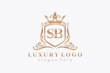 SB Letter Kraliyet Logosu Restoran, Kraliyet, Butik, Cafe, Otel, Heraldic, Mücevher, Moda ve diğer vektör ilüstrasyonları için vektör sanatı şablonu.