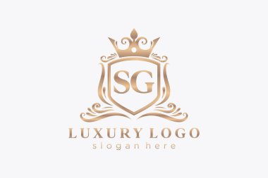 SG Letter Kraliyet Logosu Restoran, Kraliyet, Butik, Cafe, Otel, Heraldic, Mücevher, Moda ve diğer vektör ilüstrasyonları için vektör sanatı şablonu.
