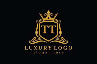 TT Letter Kraliyet Logosu Restoran, Kraliyet, Butik, Cafe, Otel, Heraldic, Mücevher, Moda ve diğer vektör ilüstrasyonları için vektör sanatı şablonu.